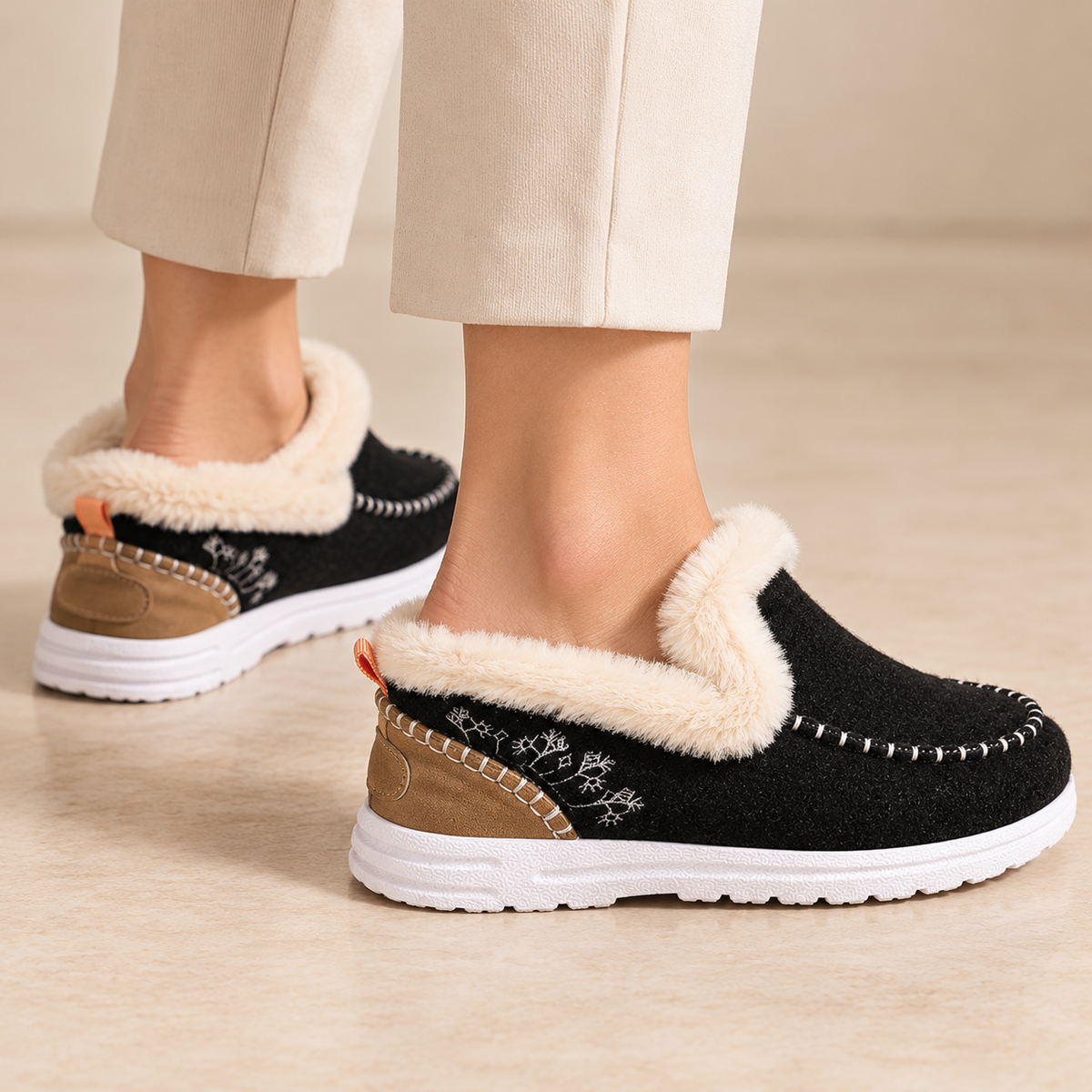 Mocassini Donna Invernali Foderati Caldi Slip-On Suola PVC