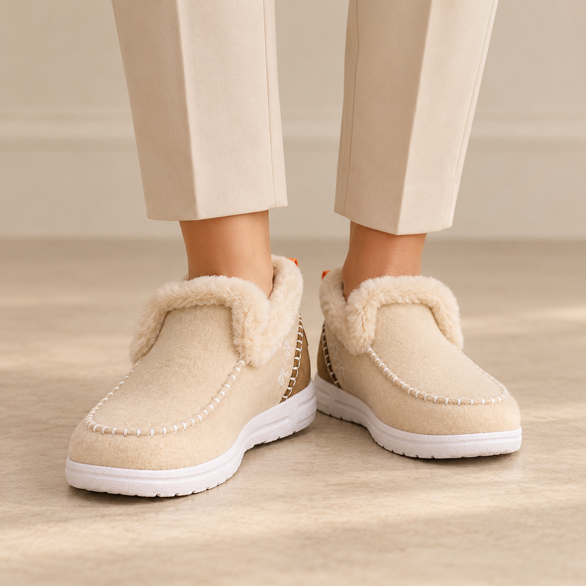 Mocassini Donna Invernali Foderati Caldi Slip-On Suola PVC
