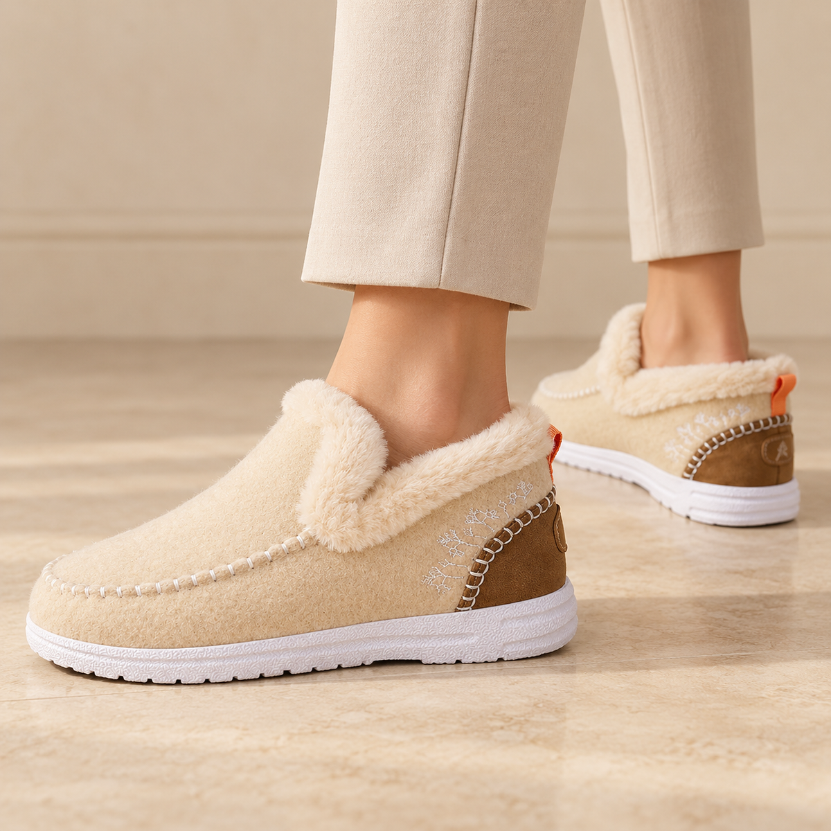 Mocassini Donna Invernali Foderati Caldi Slip-On Suola PVC