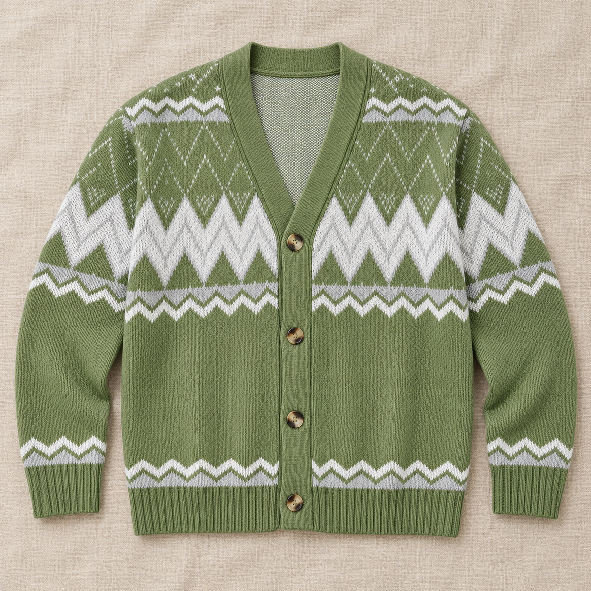 Cardigan Uomo Fantasia con Collo a Scialle in Maglia Elegante