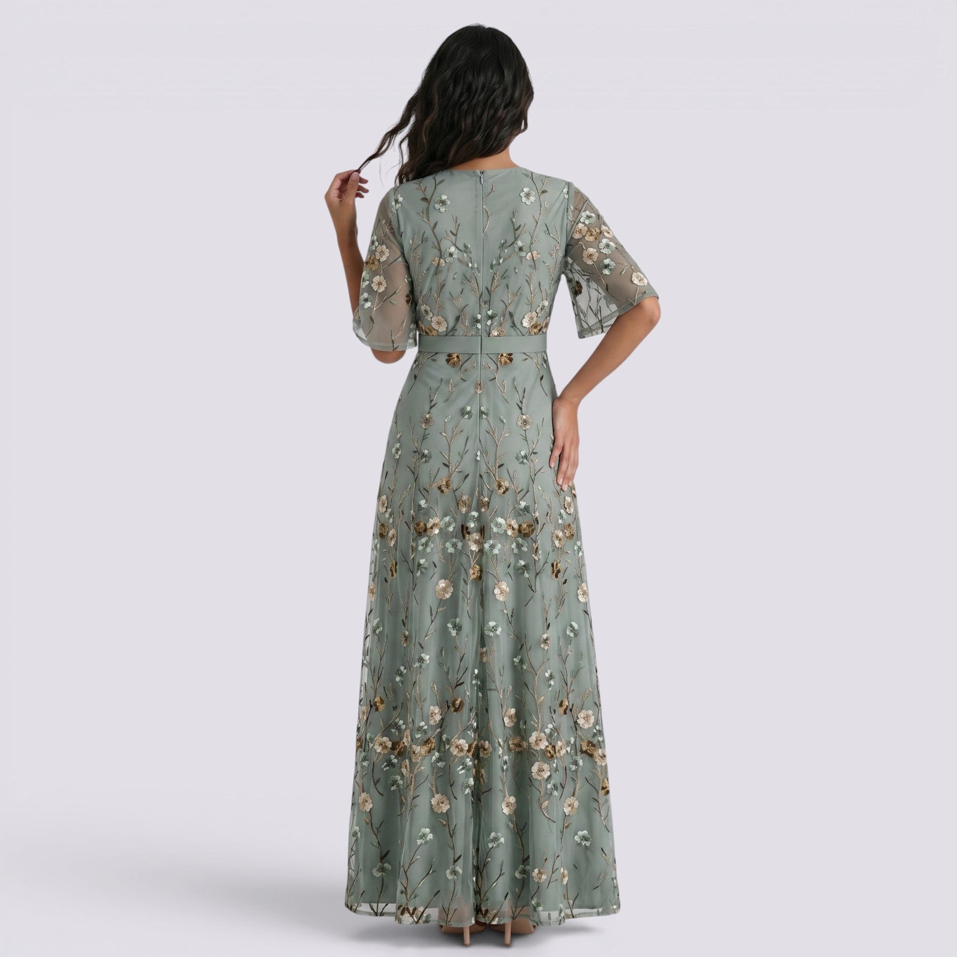 Abito Lungo Donna Maxi Stampato Boho Estivo Scollo a V