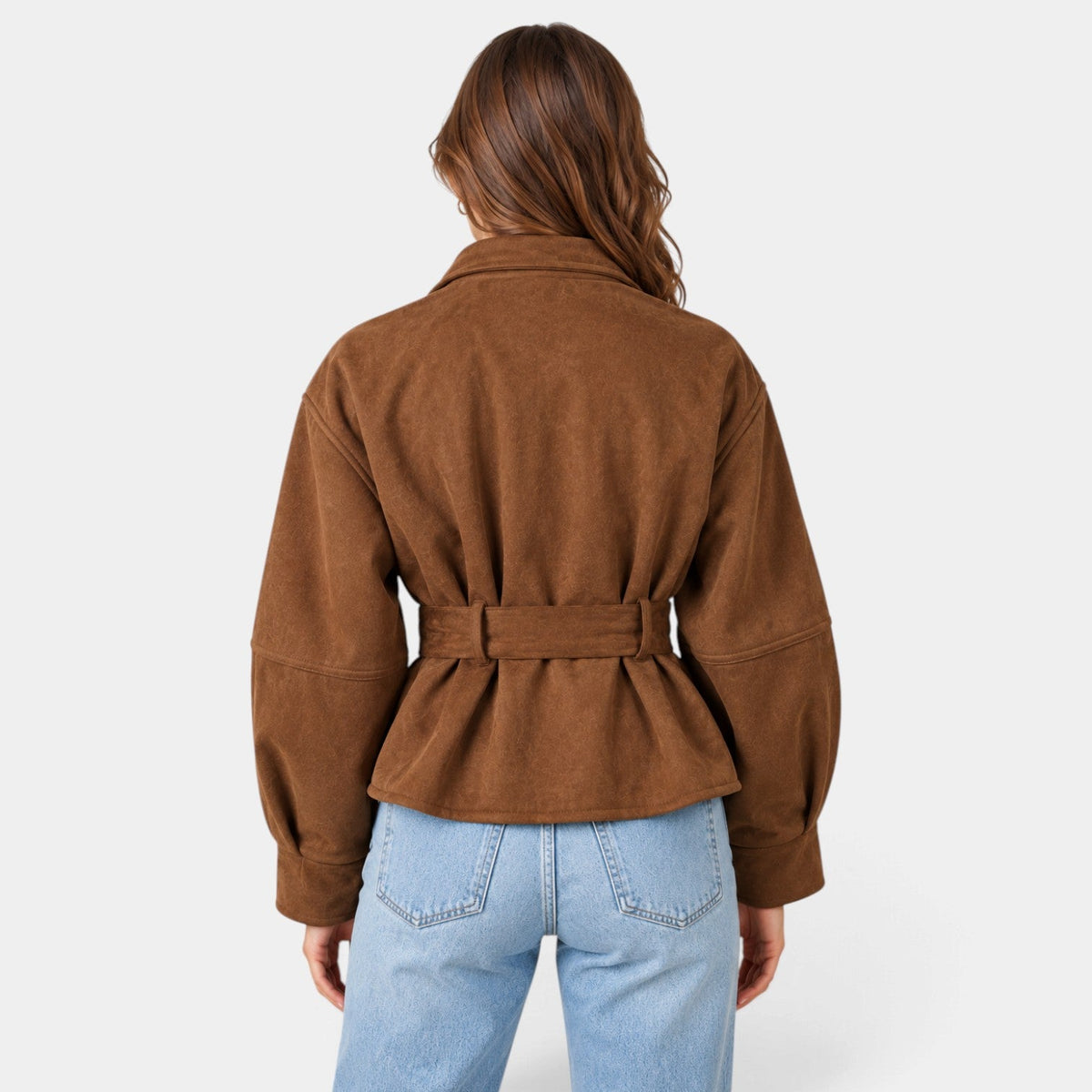 Giacca Bomber Donna in Camoscio Oversize Maniche a Pipistrello