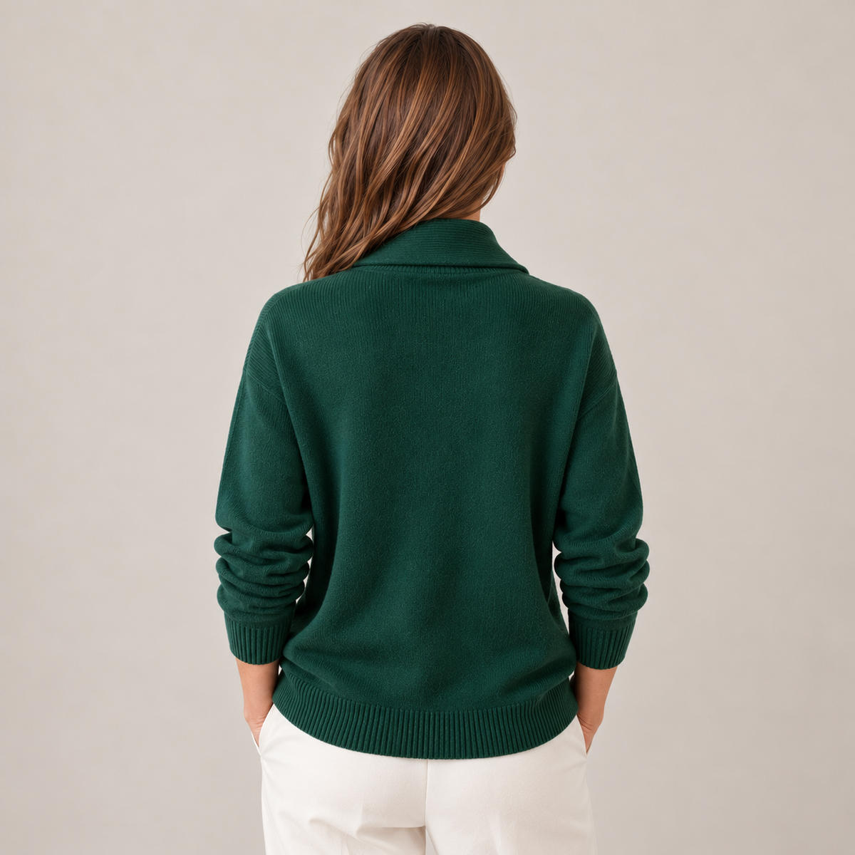 Maglione Donna Morbido con Collo a Scialle Maniche Lunghe