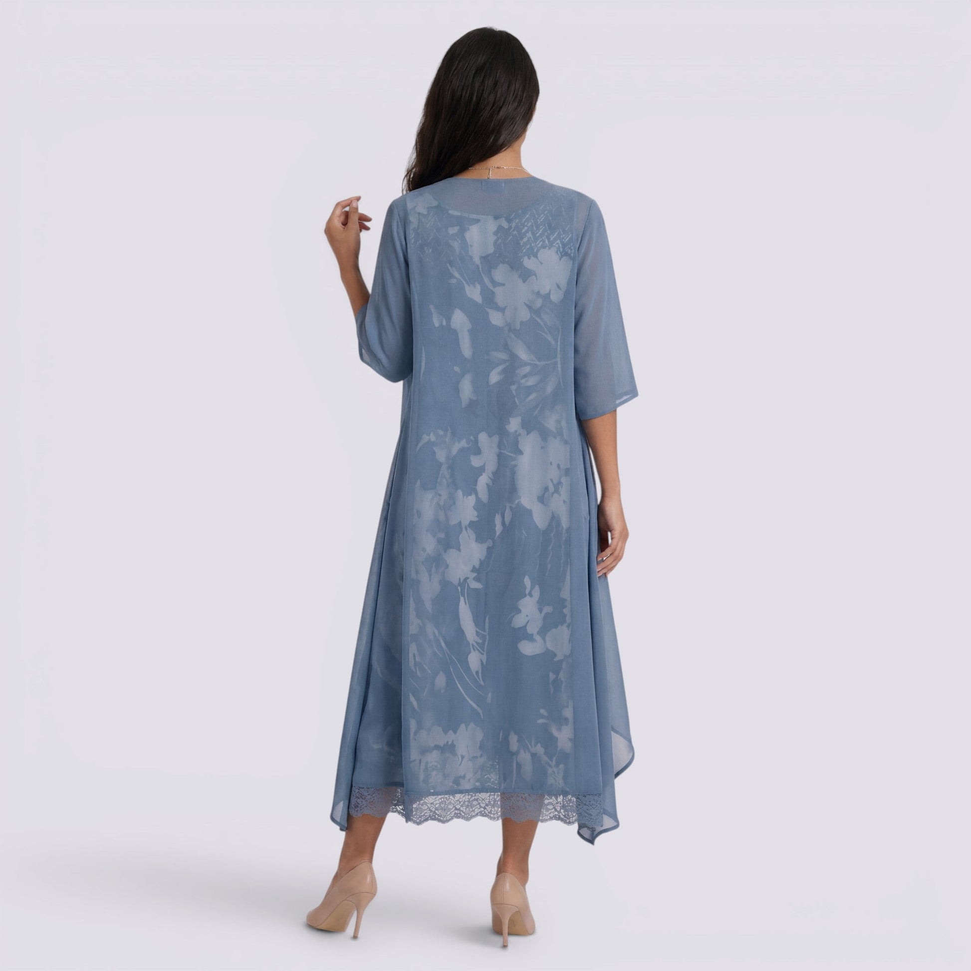 Abito Lungo Donna Estivo Due Pezzi Elegante Fluido