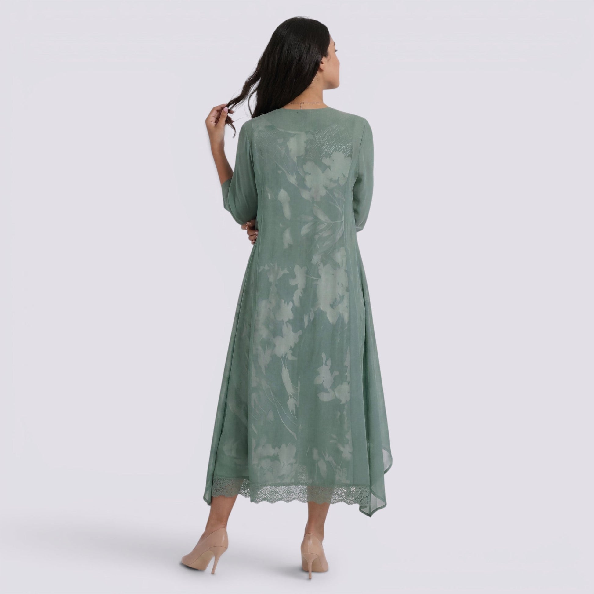 Abito Lungo Donna Estivo Due Pezzi Elegante Fluido