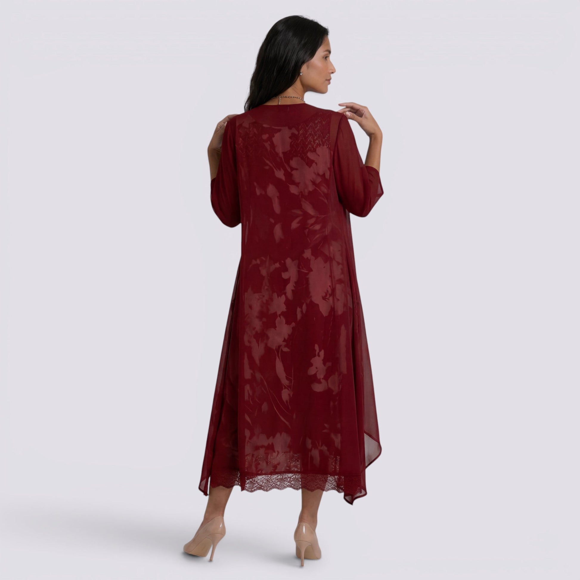 Abito Lungo Donna Estivo Due Pezzi Elegante Fluido