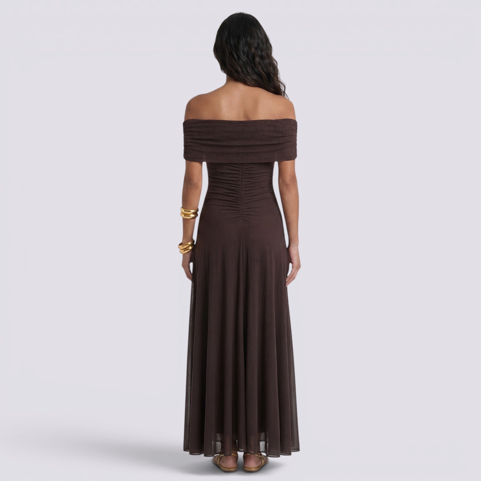 Abito Lungo Donna Estivo Spalle Scoperte Elegante