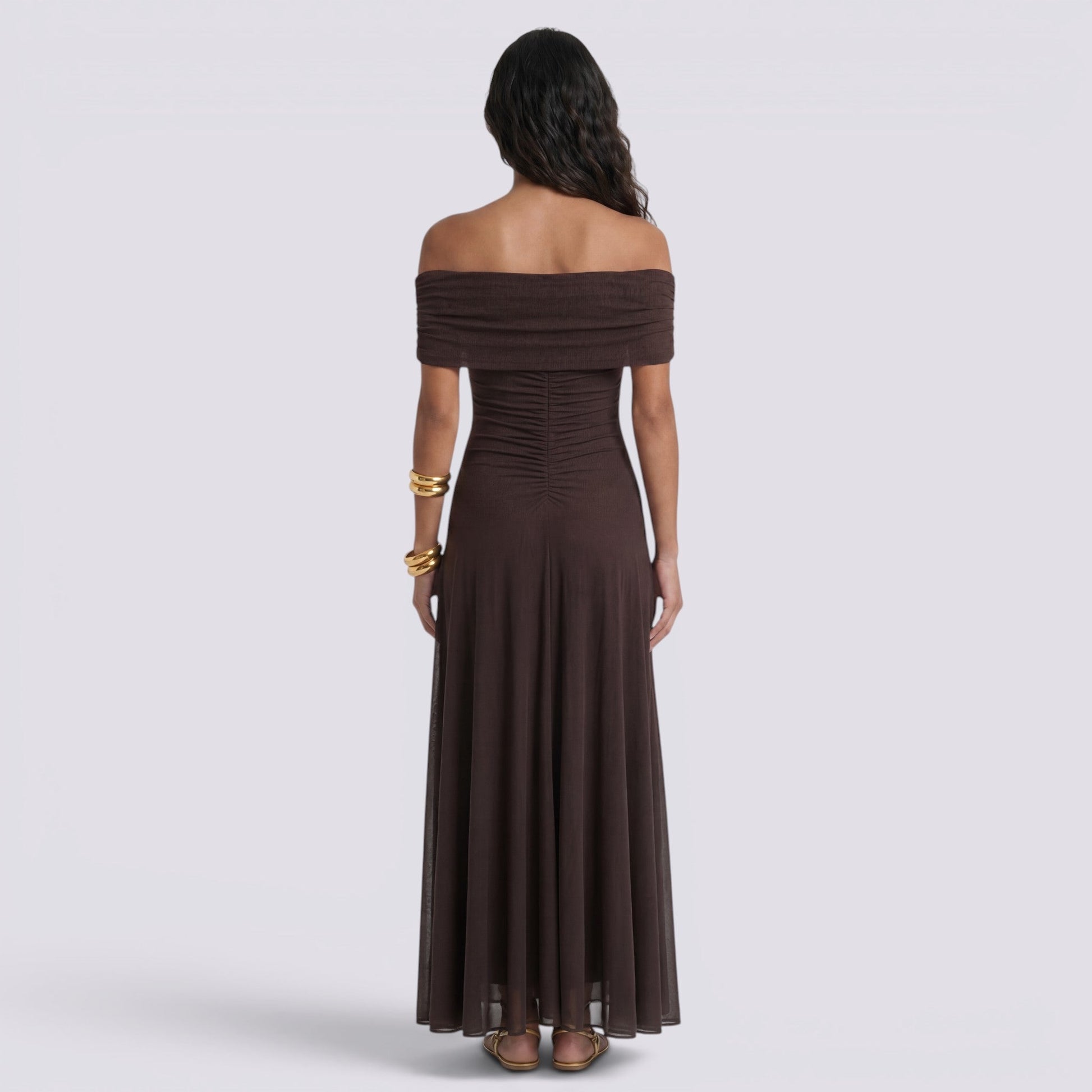 Abito Lungo Donna Estivo Spalle Scoperte Elegante