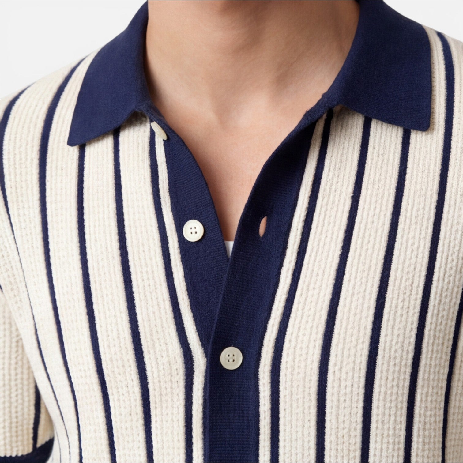 Polo Uomo a Righe in Maglia Leggera Manica Corta Estiva