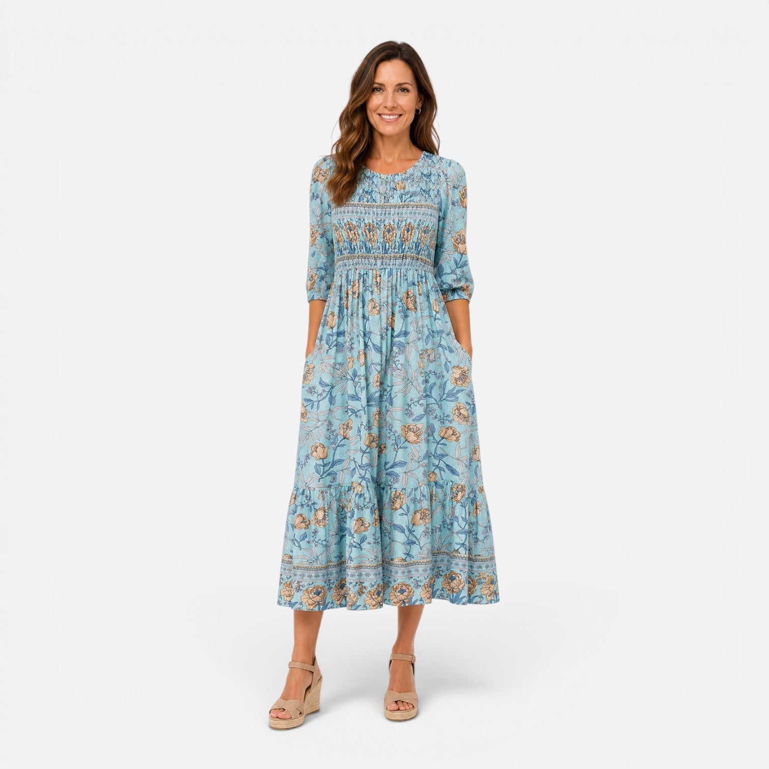 Abito Midi Donna Floreale Estivo Leggero Casual