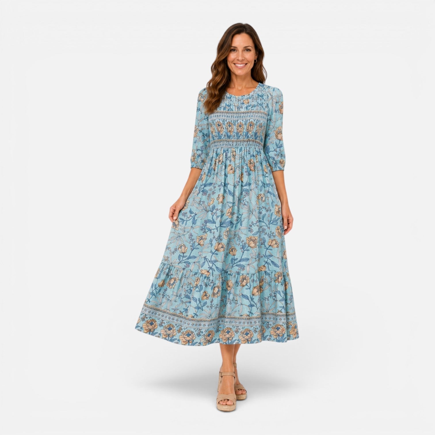 Abito Midi Donna Floreale Estivo Leggero Casual