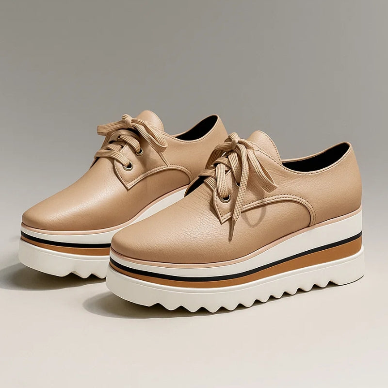 Sneakers Donna Ortopediche con Platform in Pelle Suola a Righe