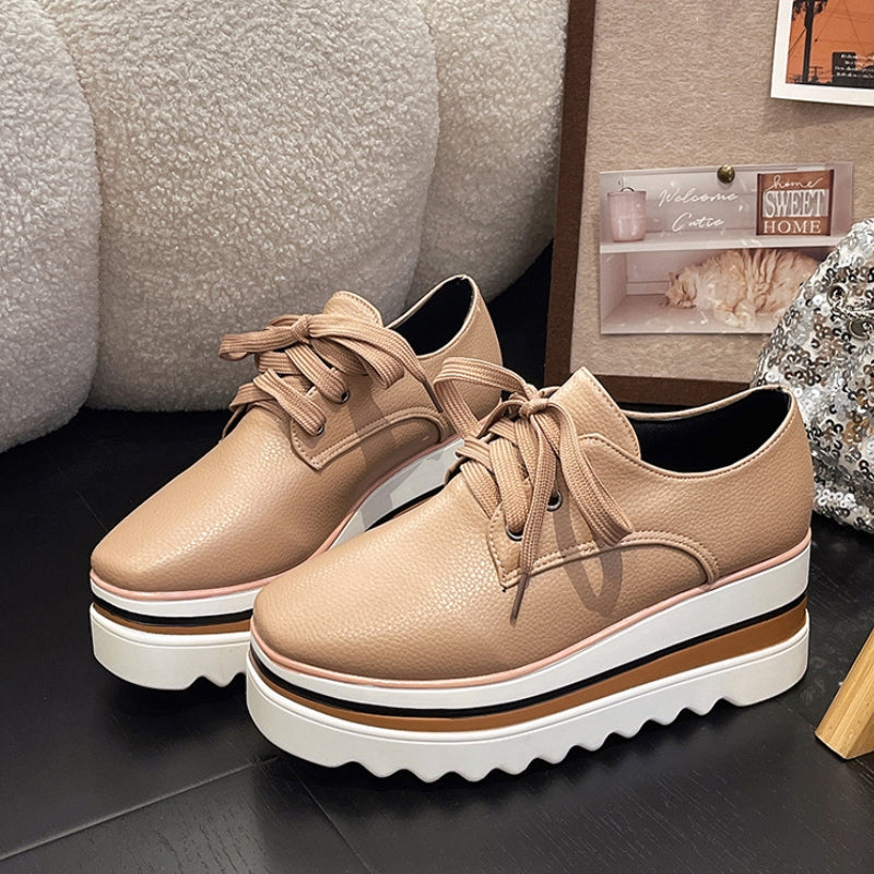 Sneakers Donna Ortopediche con Platform in Pelle Suola a Righe