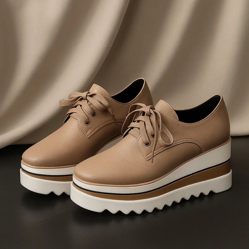 Sneakers Donna Ortopediche con Platform in Pelle Suola a Righe