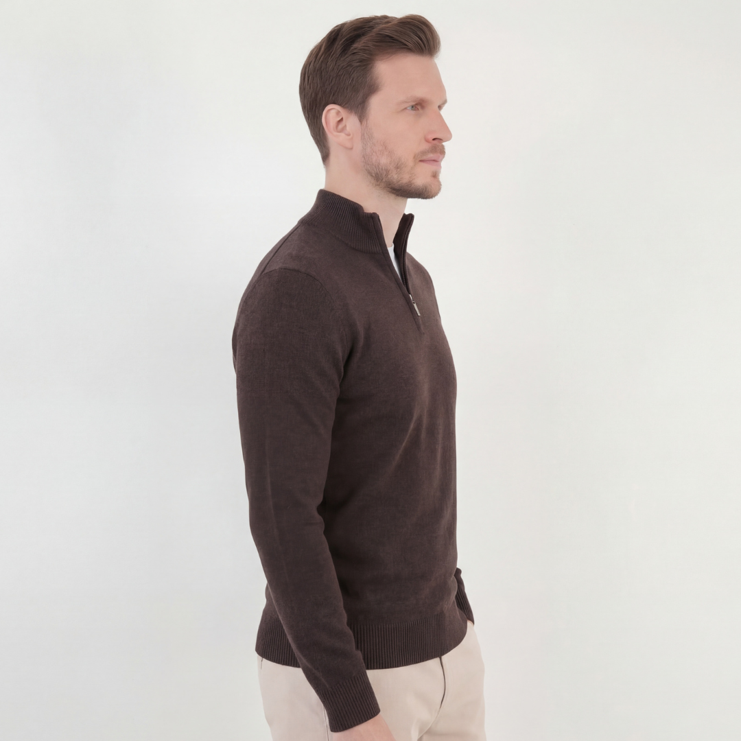 Maglione Uomo Mezza Zip Collo Alto in Maglia