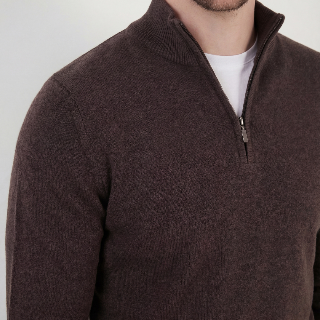 Maglione Uomo Mezza Zip Collo Alto in Maglia