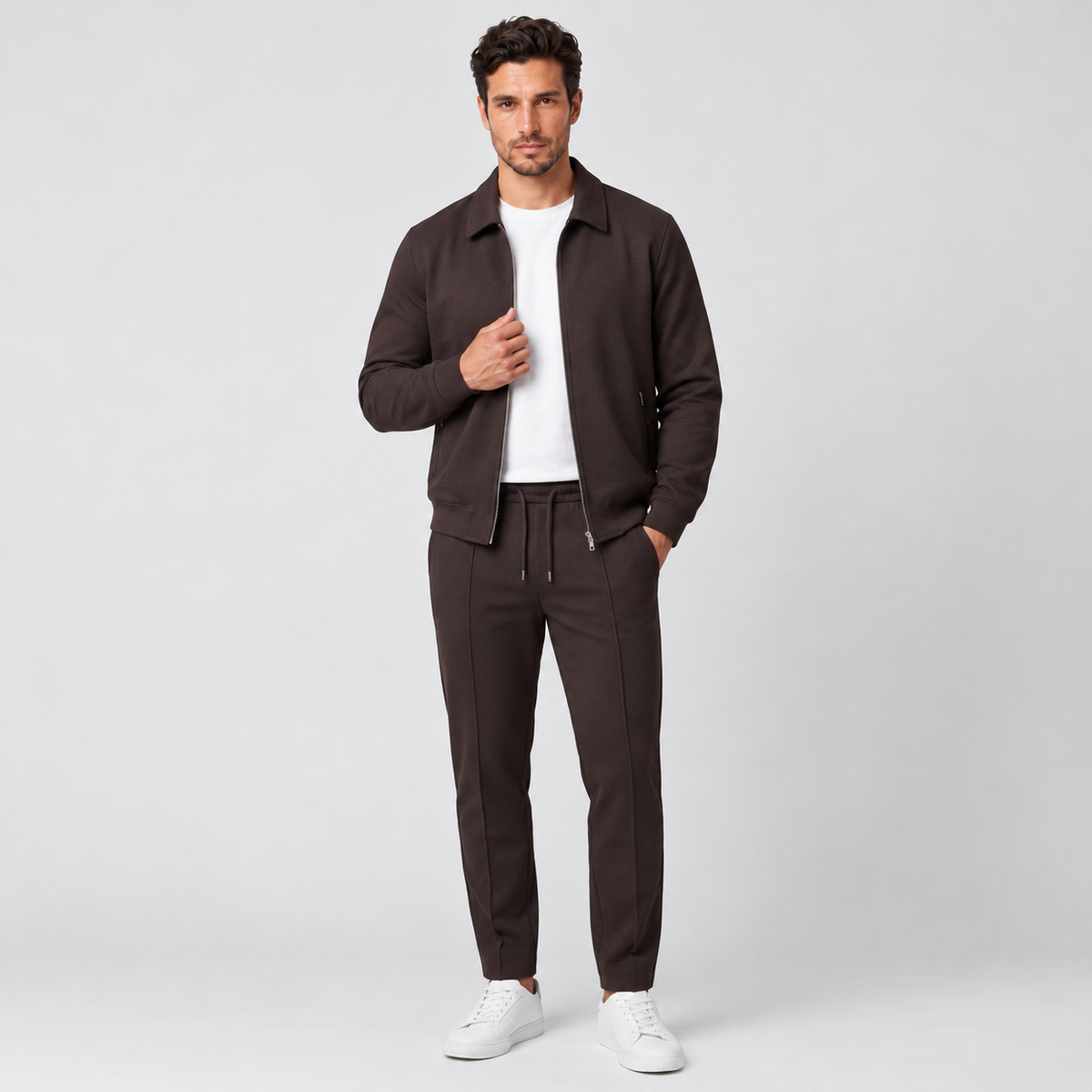 Completo Uomo Giacca e Pantaloni Misto Cotone Slim Fit Coordinato