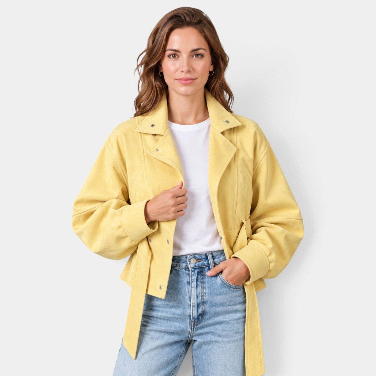Giacca Bomber Donna in Camoscio Oversize Maniche a Pipistrello