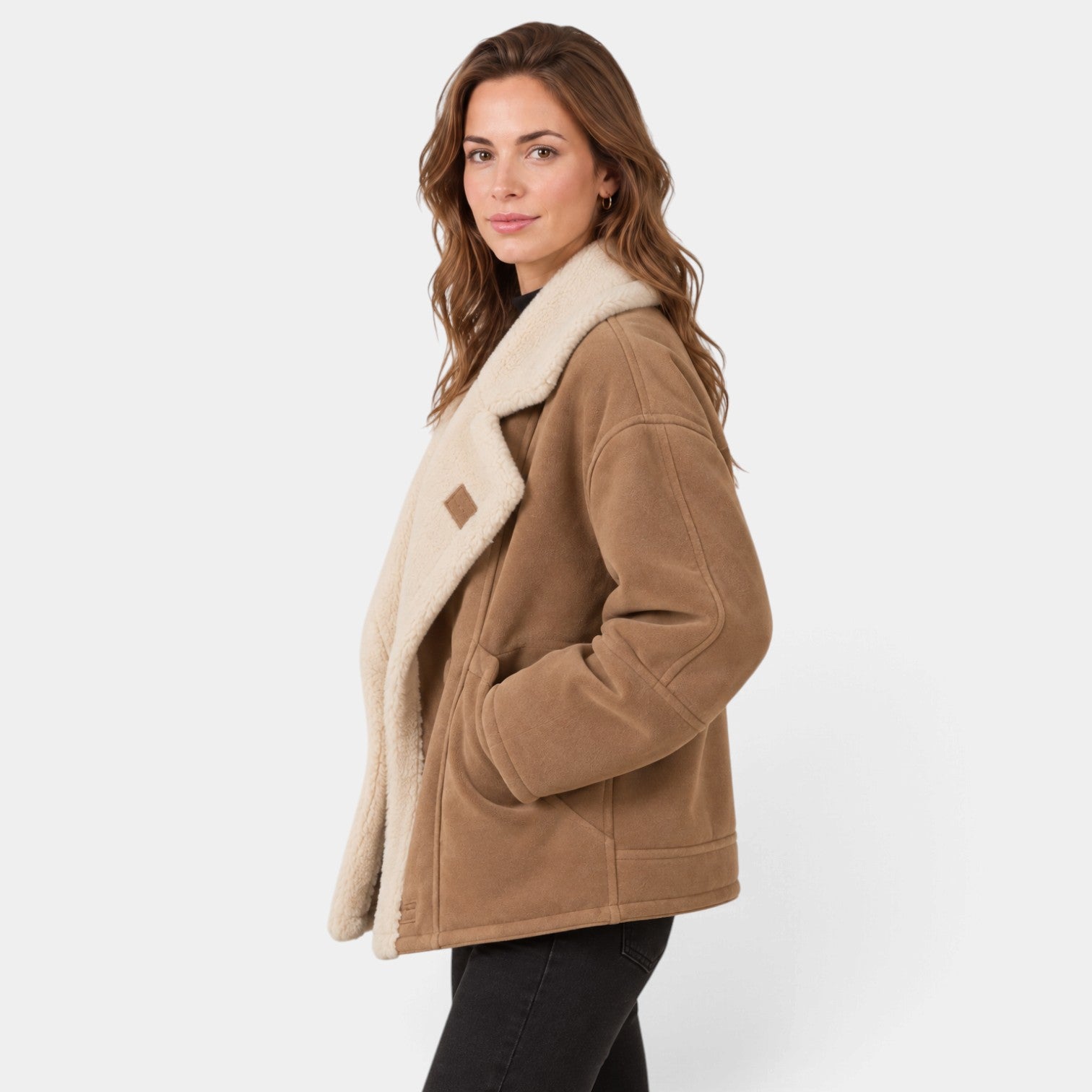 Cappotto Donna Oversize Shearling Sintetico Stile Vintage