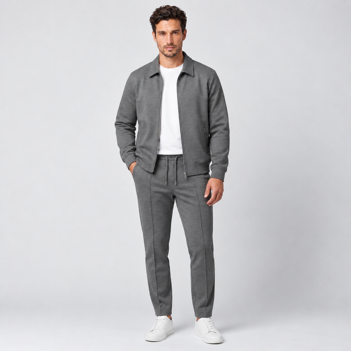 Completo Uomo Giacca e Pantaloni Misto Cotone Slim Fit Coordinato
