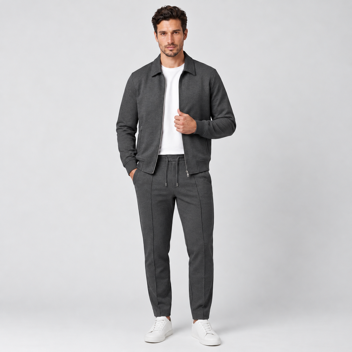 Completo Uomo Giacca e Pantaloni Misto Cotone Slim Fit Coordinato