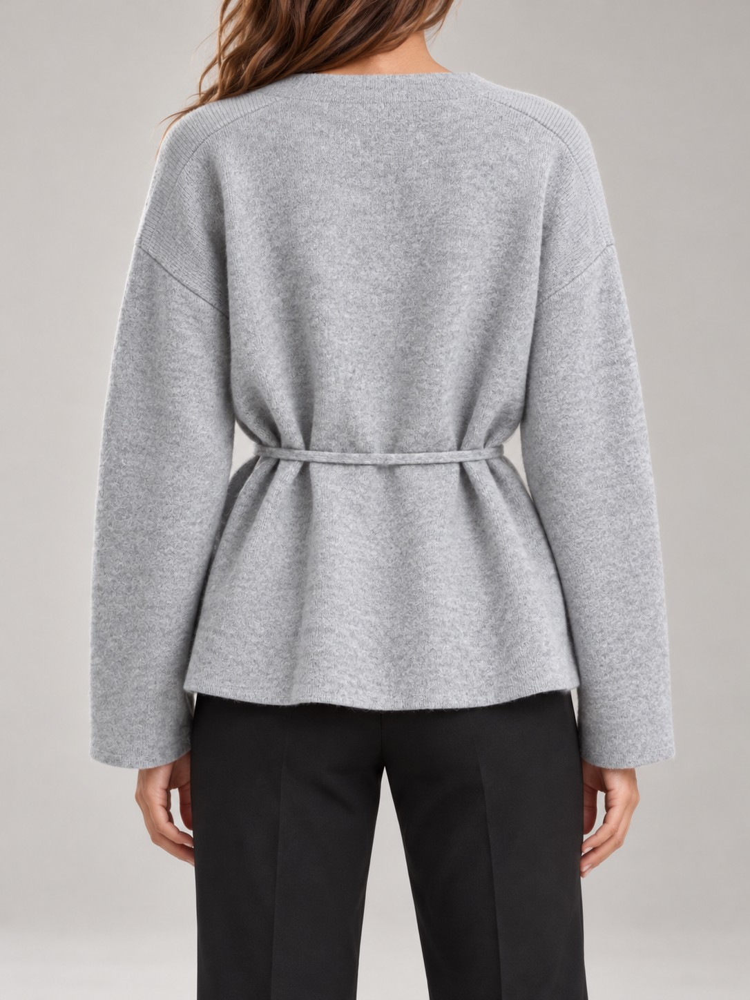 Cardigan Donna a Portafoglio Misto Lana Cintura Scollo a V