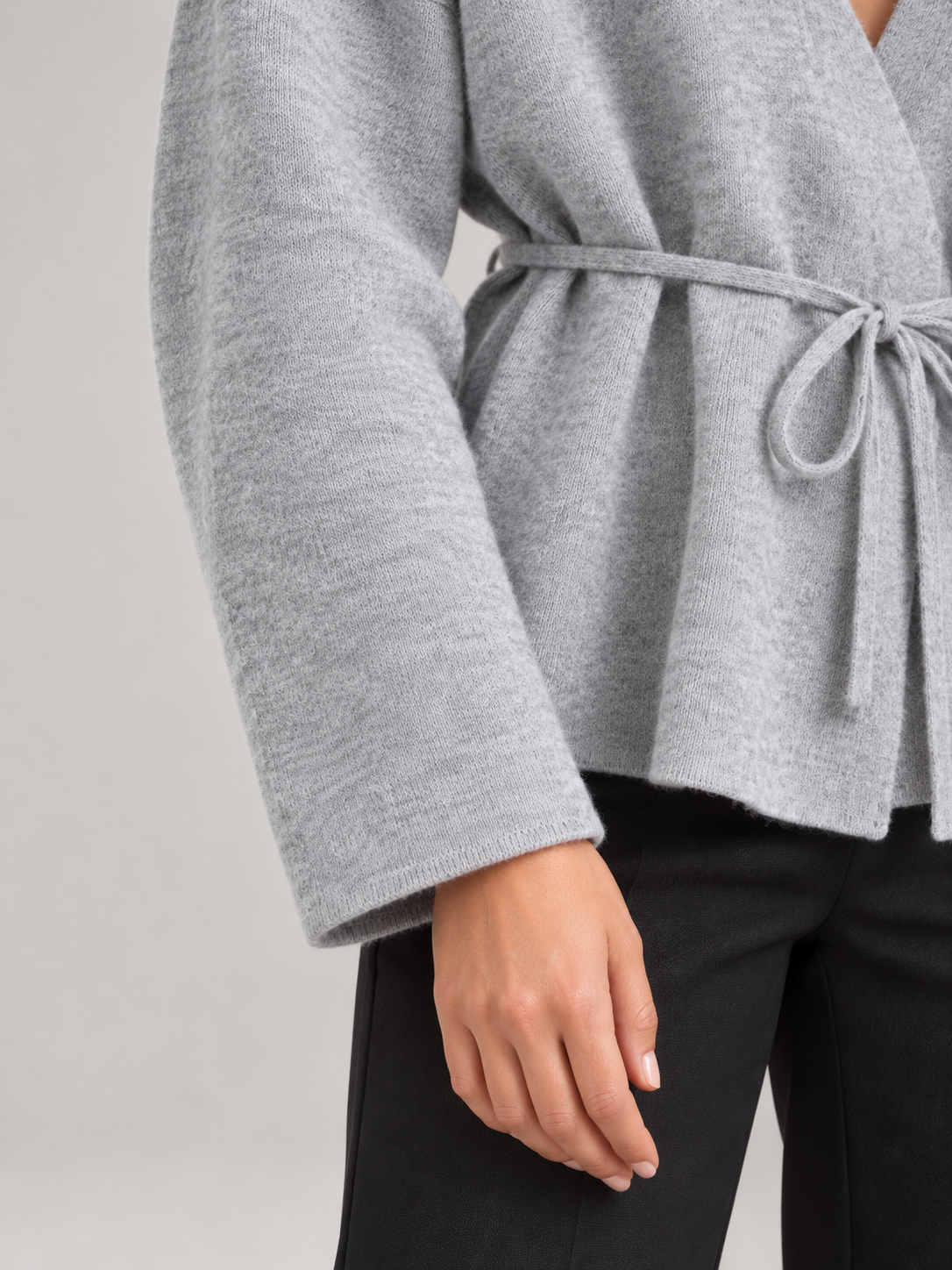 Cardigan Donna a Portafoglio Misto Lana Cintura Scollo a V