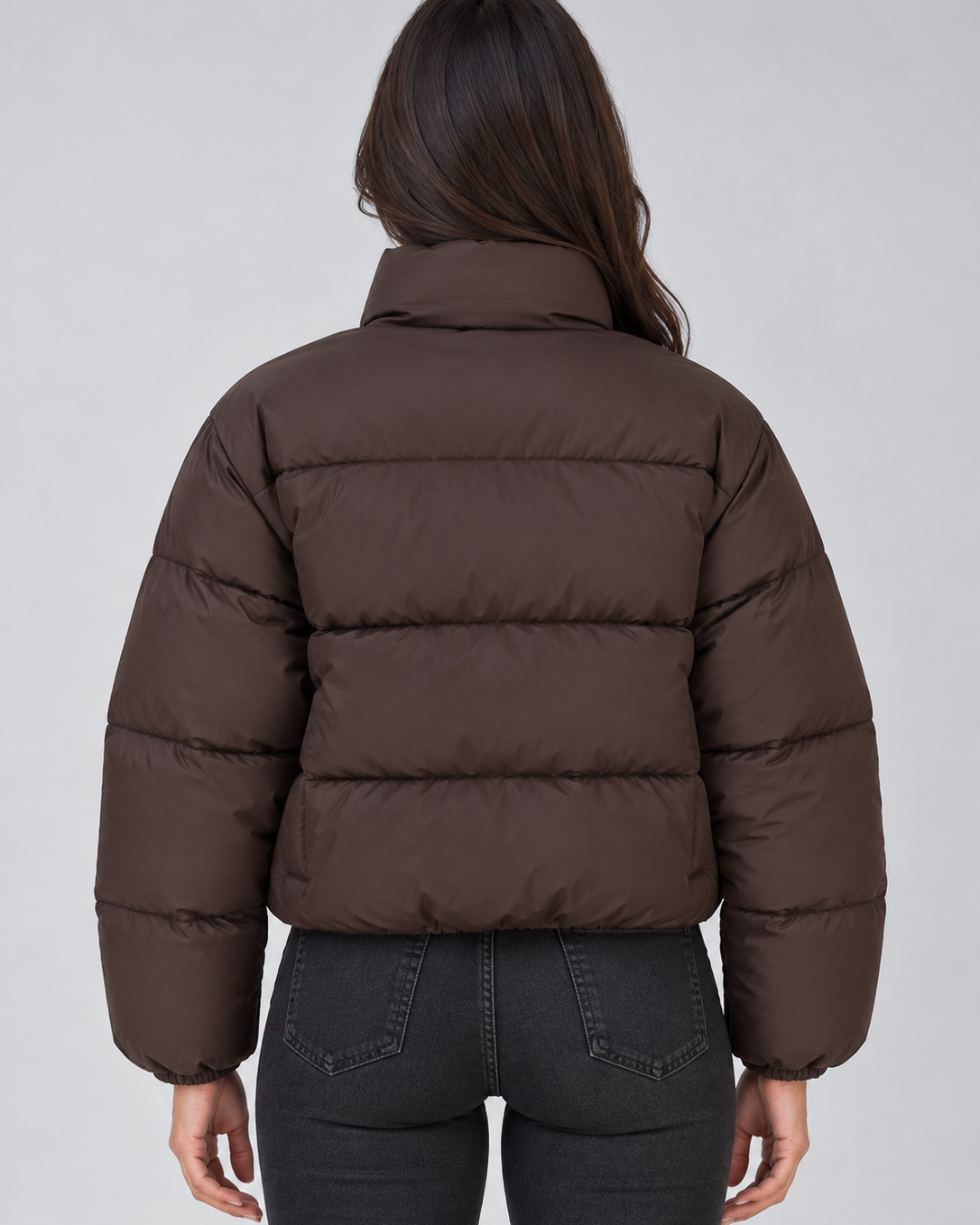 Giacca Donna Imbottita Corta Collo Alto Zip Integrale