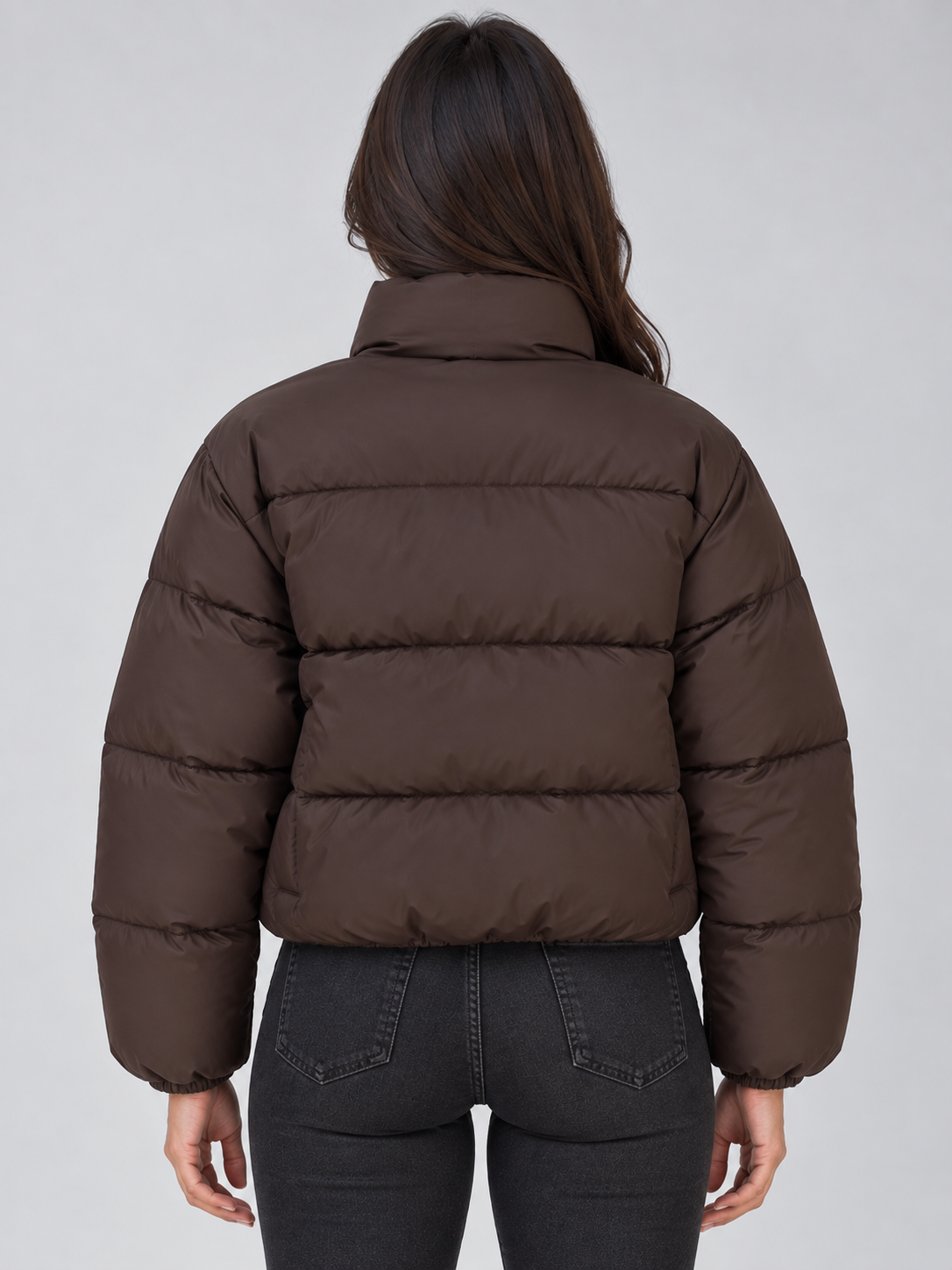 Giacca Donna Imbottita Corta Collo Alto Zip Integrale