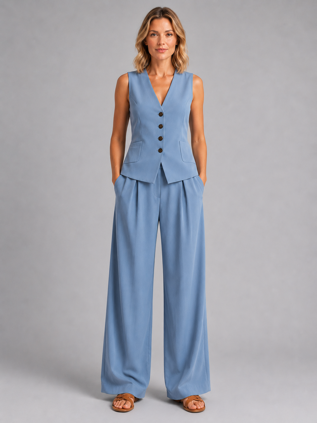 Completo Donna Gilet Sartoriale e Pantaloni Palazzo