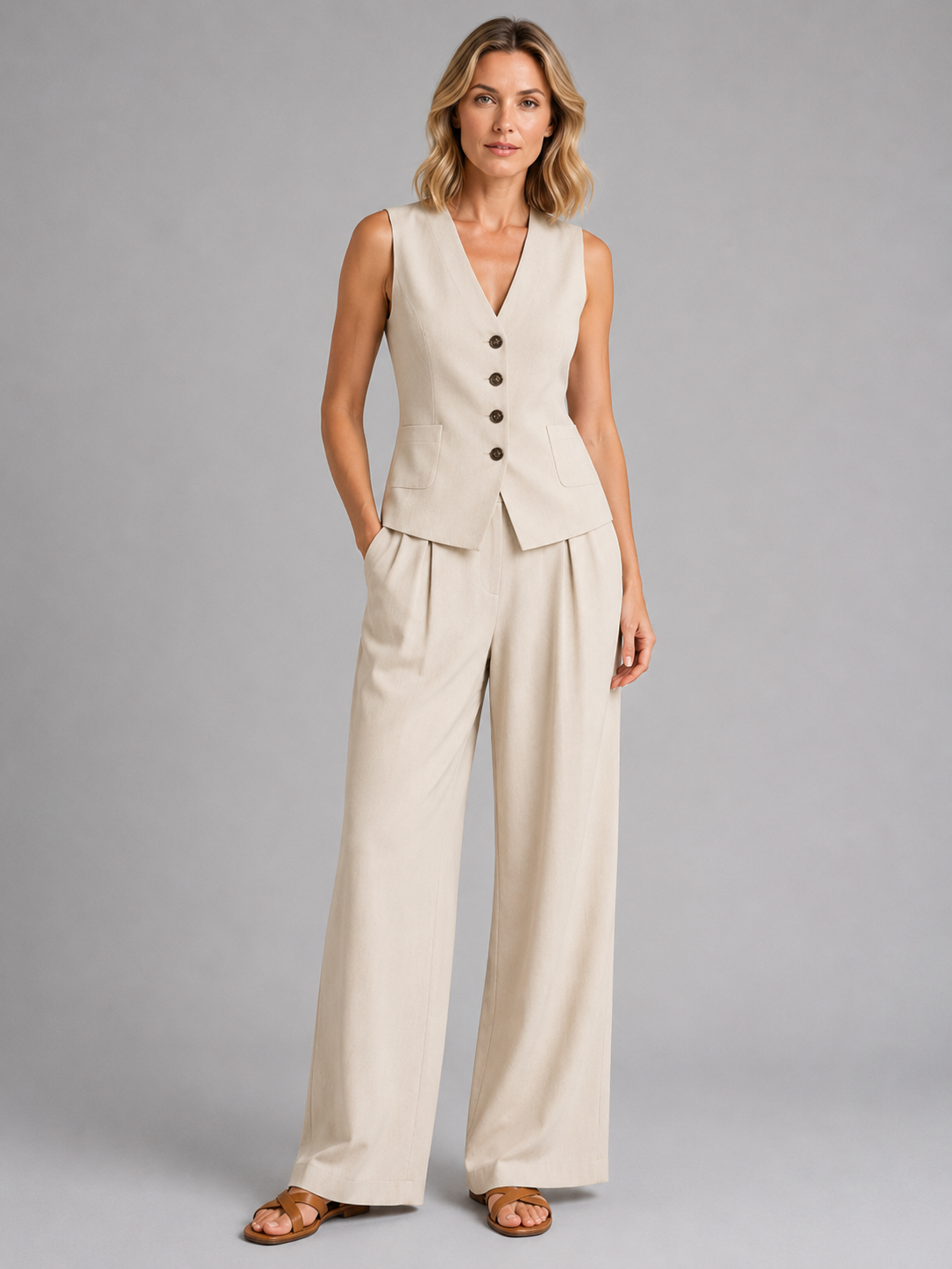 Completo Donna Gilet Sartoriale e Pantaloni Palazzo
