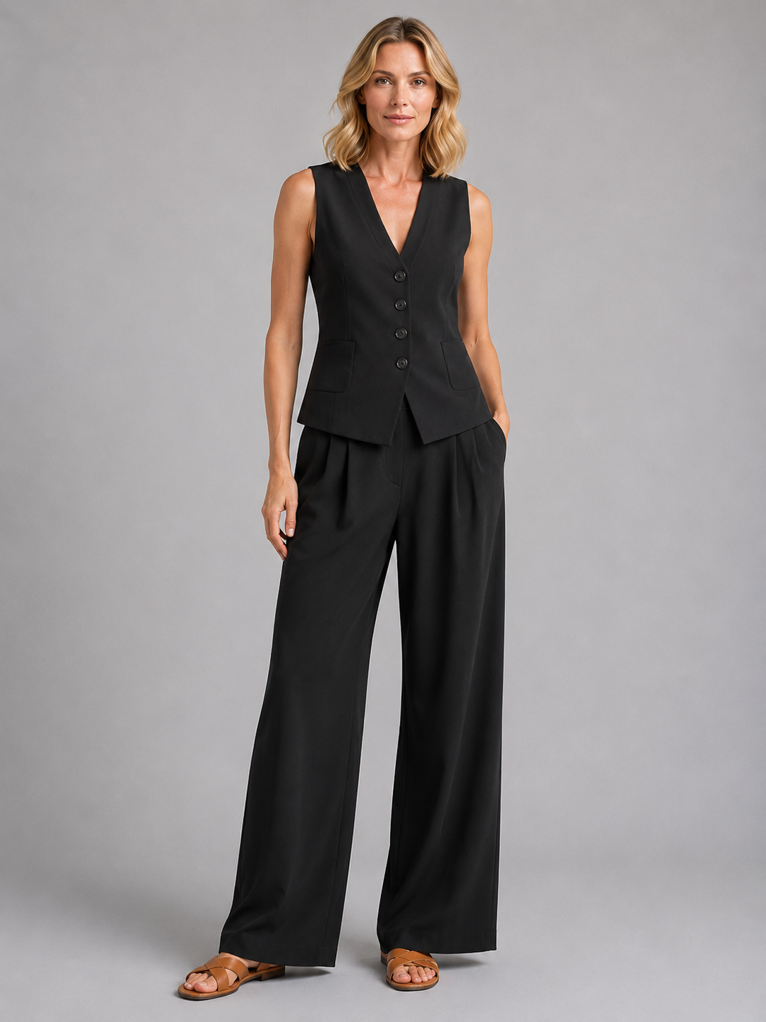 Completo Donna Gilet Sartoriale e Pantaloni Palazzo