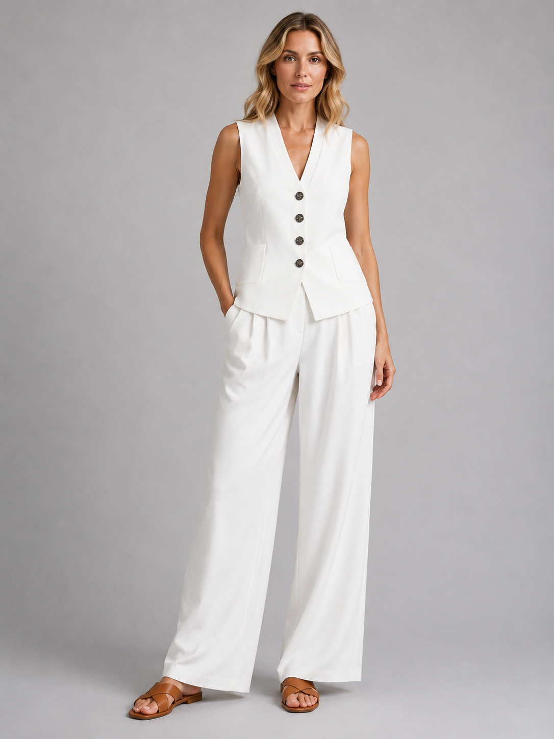 Completo Donna Gilet Sartoriale e Pantaloni Palazzo