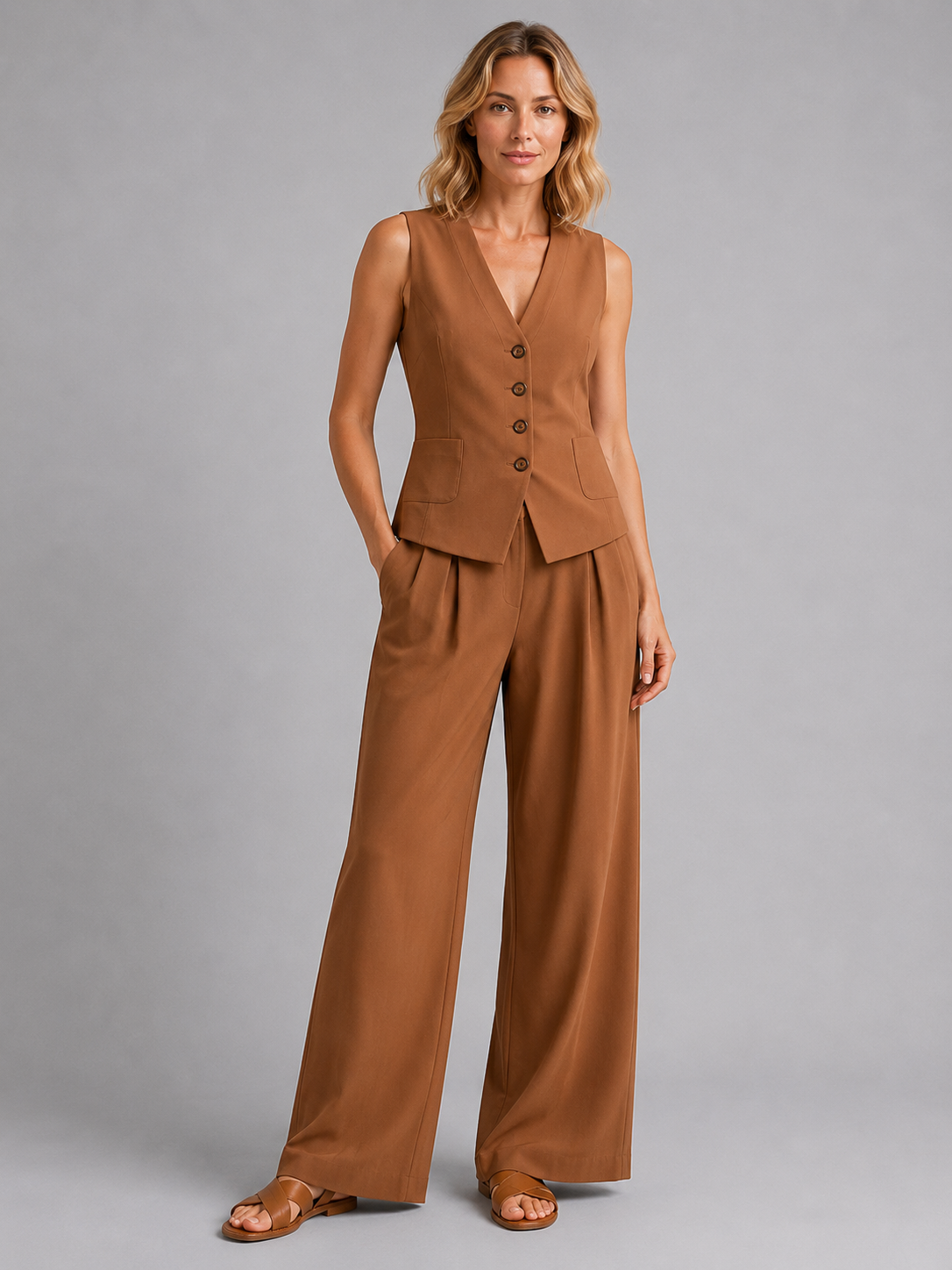 Completo Donna Gilet Sartoriale e Pantaloni Palazzo