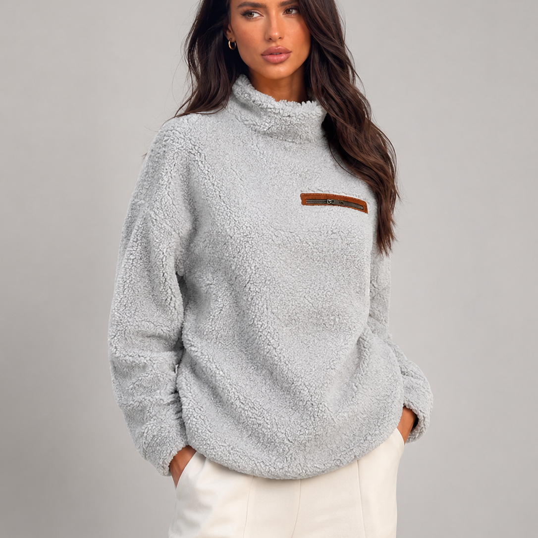 Maglione Donna Collo Alto in Maglia Spazzolata Morbida