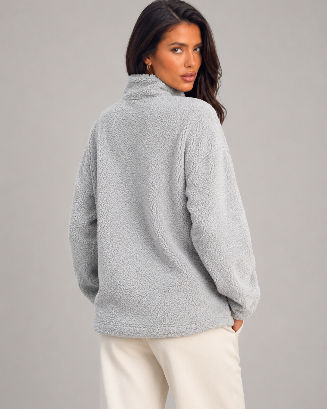 Maglione Donna Collo Alto in Maglia Spazzolata Morbida