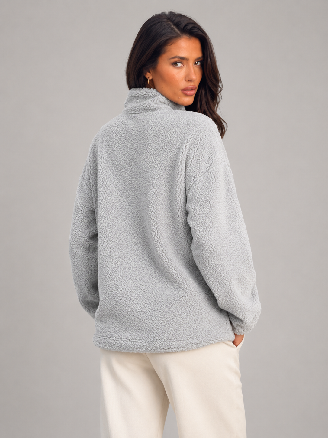 Maglione Donna Collo Alto in Maglia Spazzolata Morbida