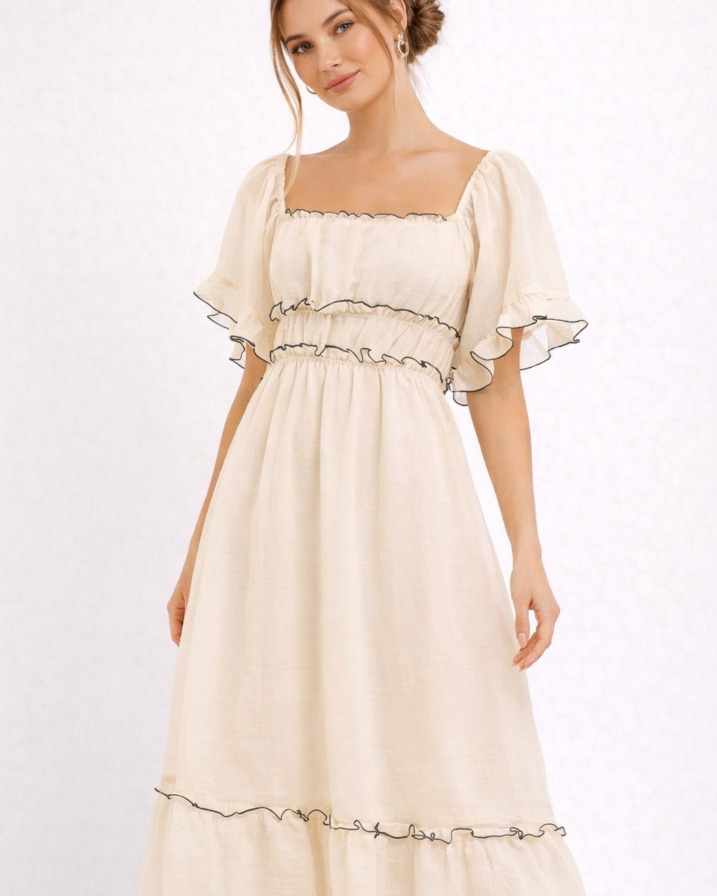 Abito Midi Donna Romantico Elegante Caduta Naturale