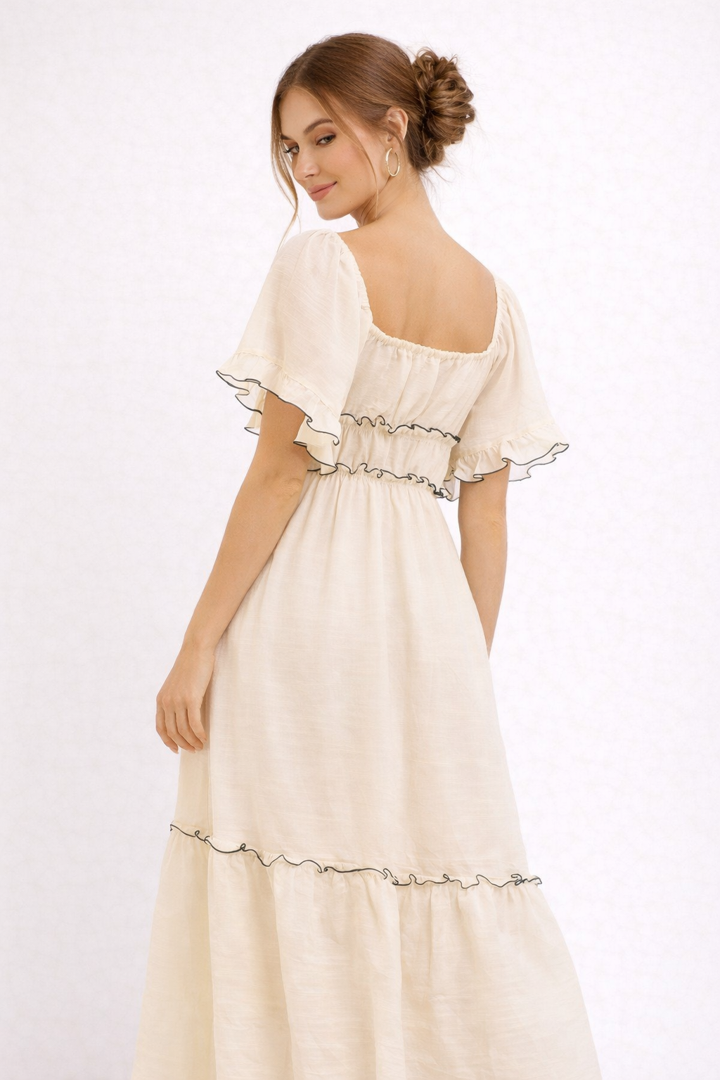 Aurazio Abito Lungo Midi Da Donna Stile Romantico Ed Elegante