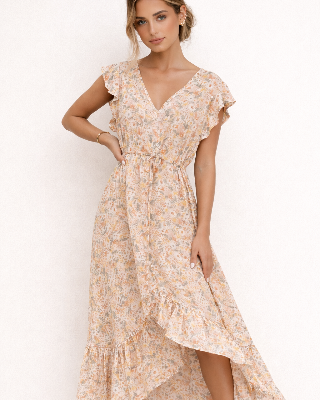 Abito Lungo Donna Floreale Elegante Femminile