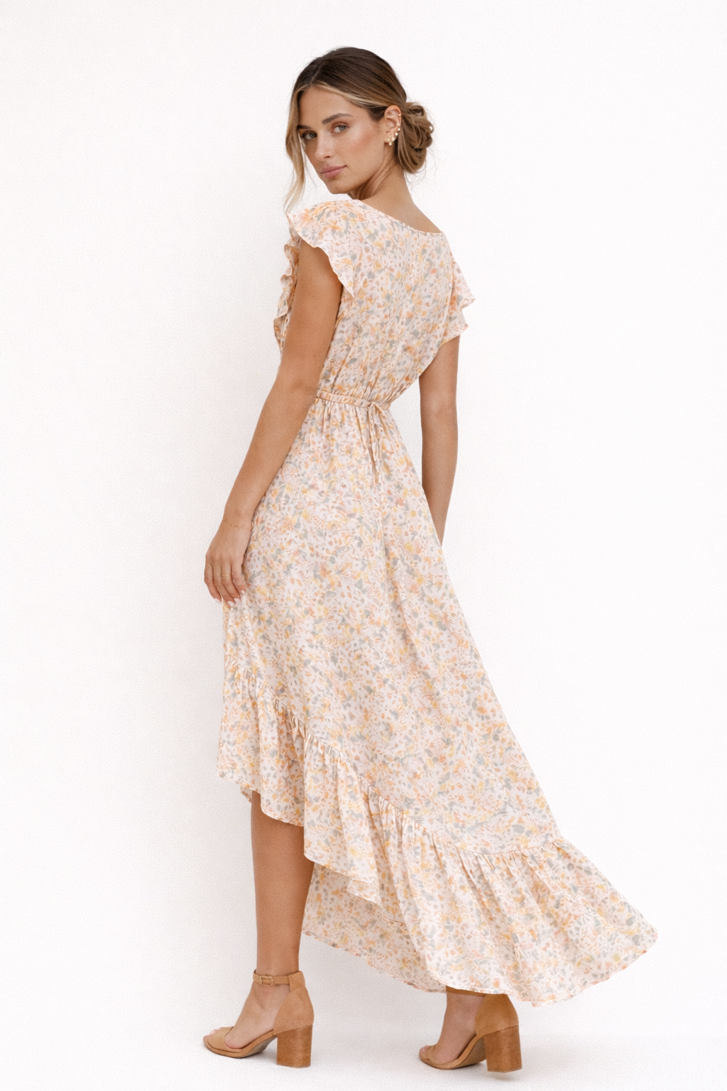 Aurazio Abito Midi Lungo Da Donna Con Stampa Floreale Elegante
