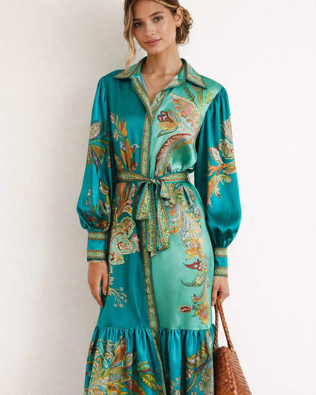 Abito Midi Donna Stampa Boho Fluido Comodo Estivo