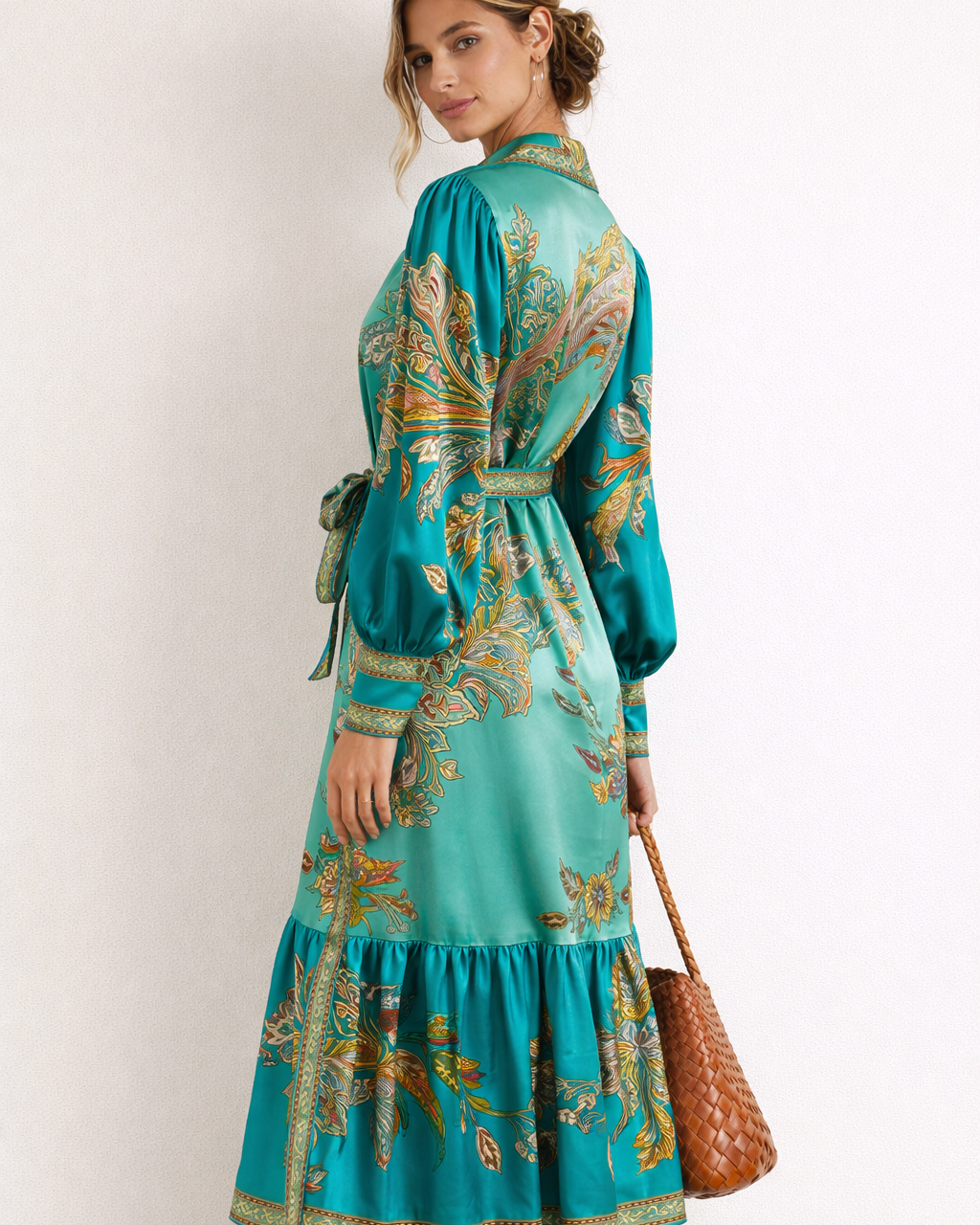 Abito Midi Donna Stampa Boho Fluido Comodo Estivo