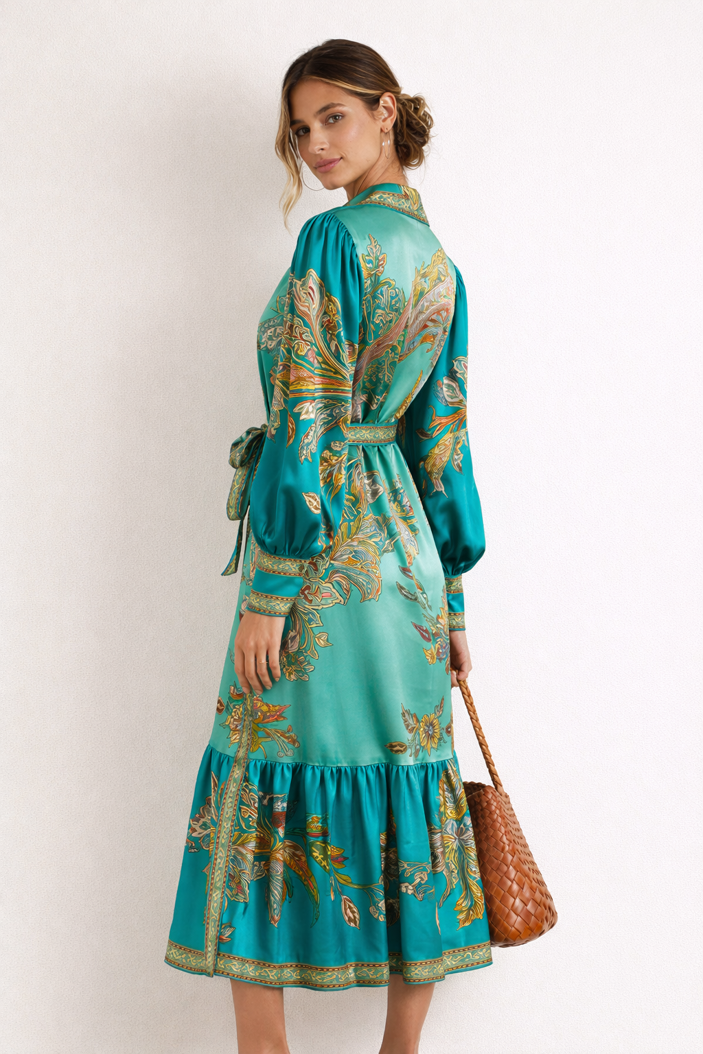 Aurazio Abito Midi Lungo Stampe Boho per Donne