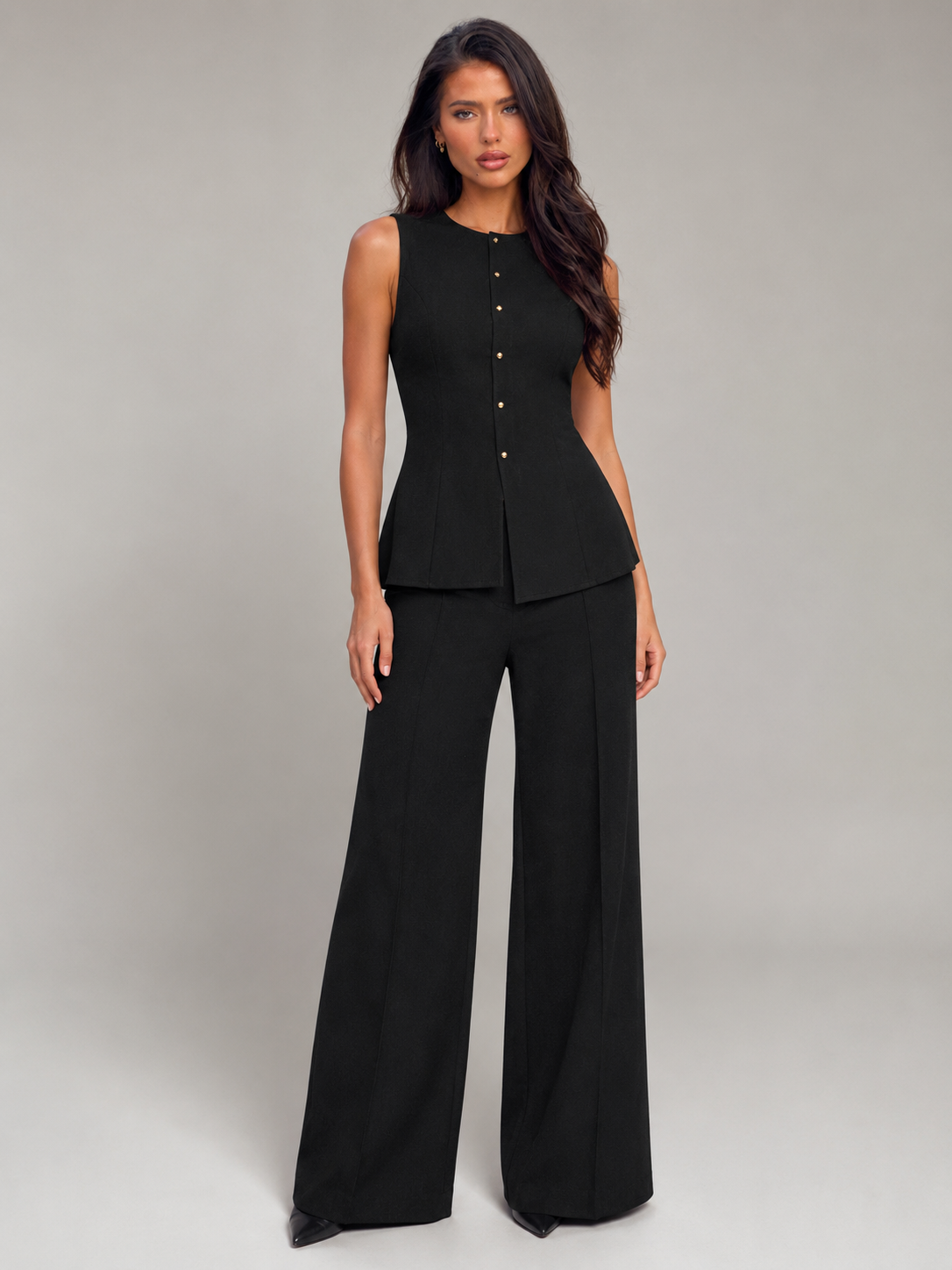 Completo Donna Gilet Sartoriale e Pantaloni Palazzo Neri