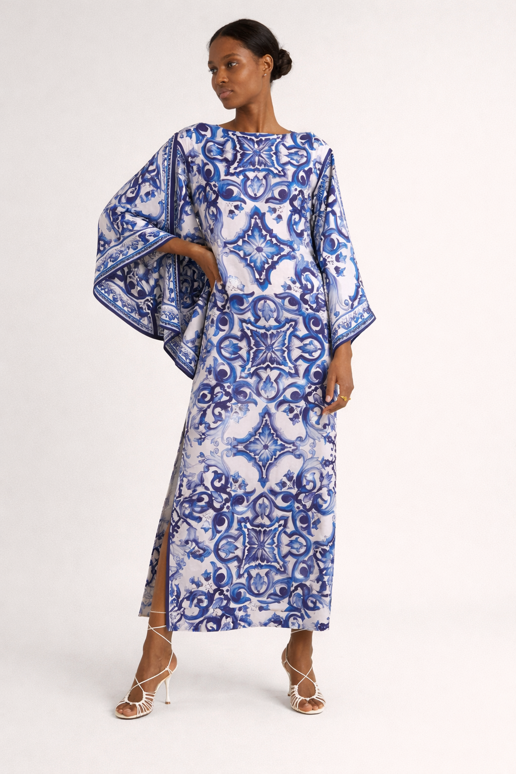 Aurazio Vestito Maxi Stampato Stile Tunica da Donna