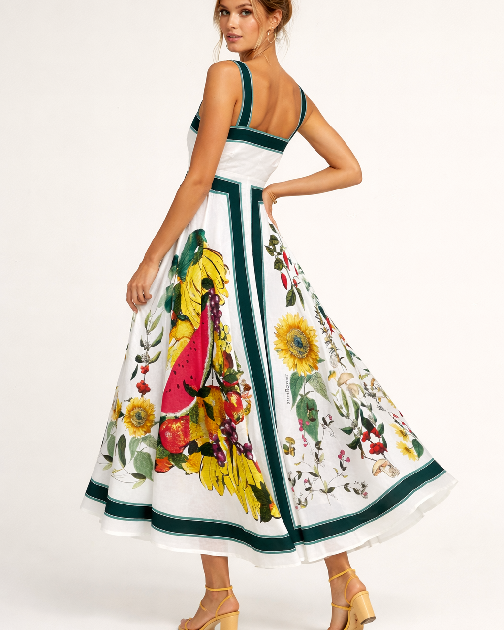 Vestito Lungo Donna a Fiori Spalline Larghe Estivo