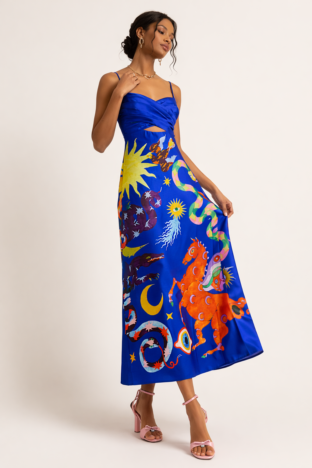 Aurazio Vestito Midi con Stampa per Donna