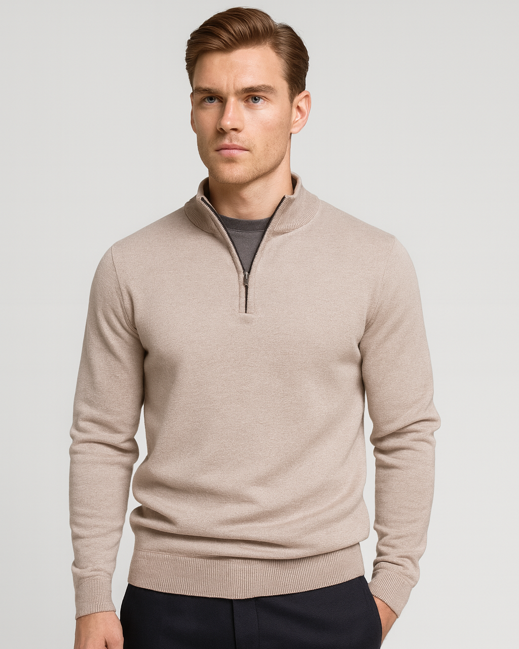 Aurazio Maglione Uomo Mezza Zip Cotone