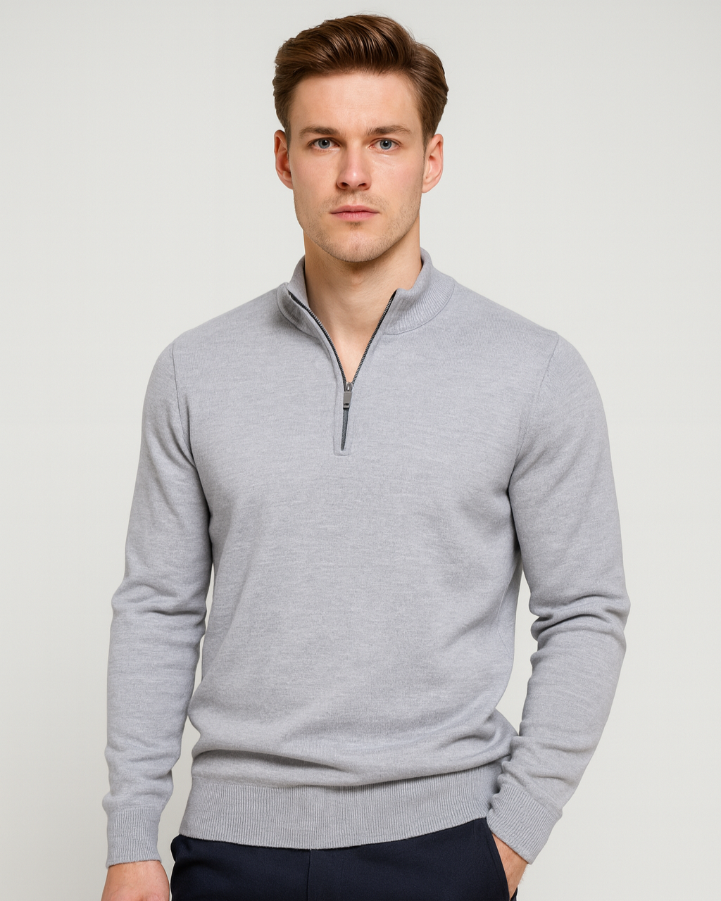 Aurazio Maglione Uomo Mezza Zip Cotone